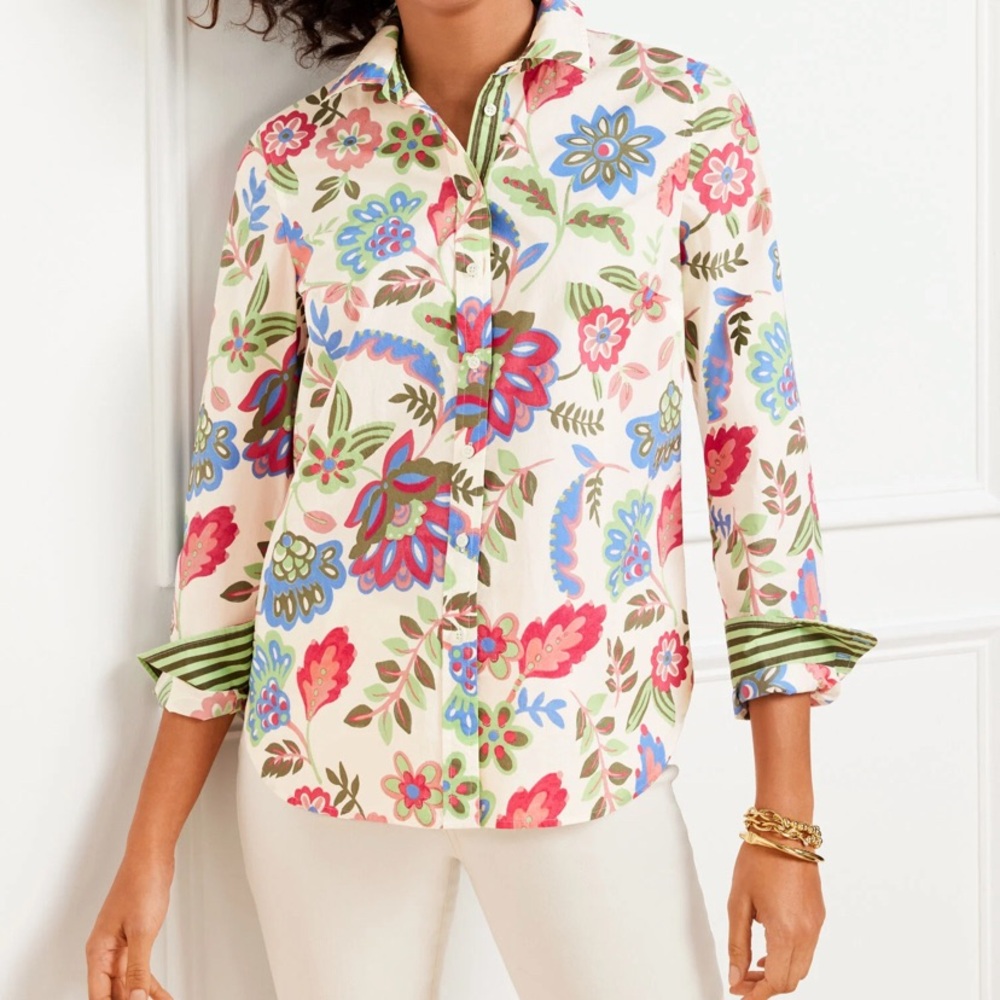Talbots Darling Floral Button-Up Shirt NWT 2X